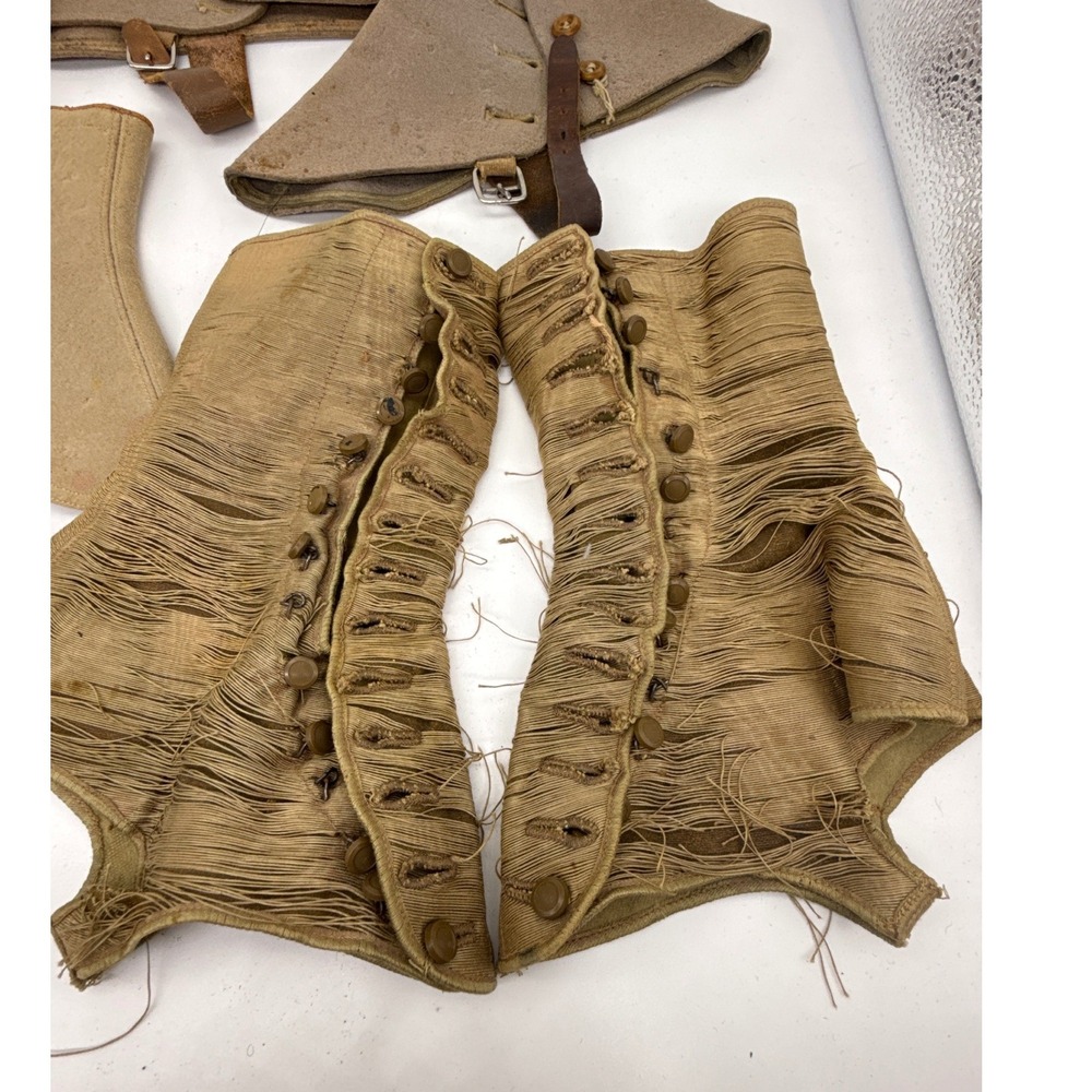 Antique Vintage Spats Gaiters Lot 4 Pairs 1 Single Wool Canvas Leather England - Picture 5 of 14